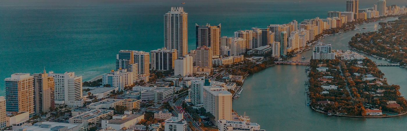 Beautiful Miami city with skyscrapers