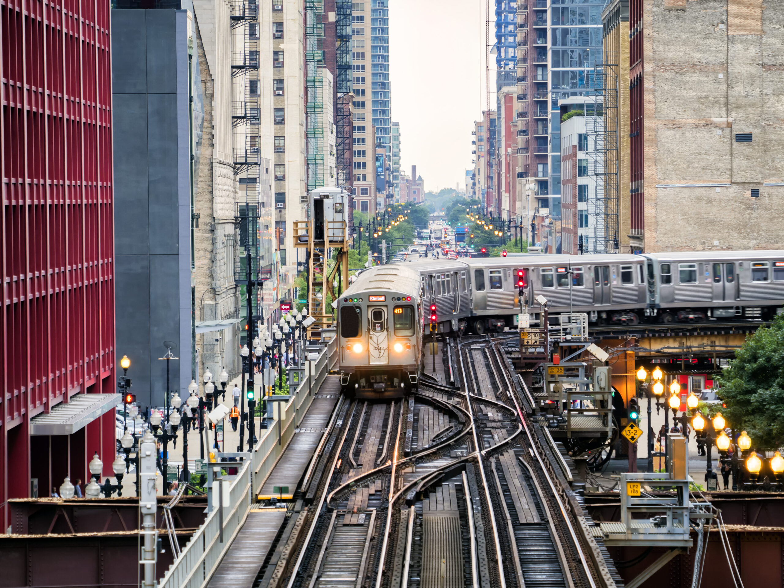 Subway train in the city of Chicago