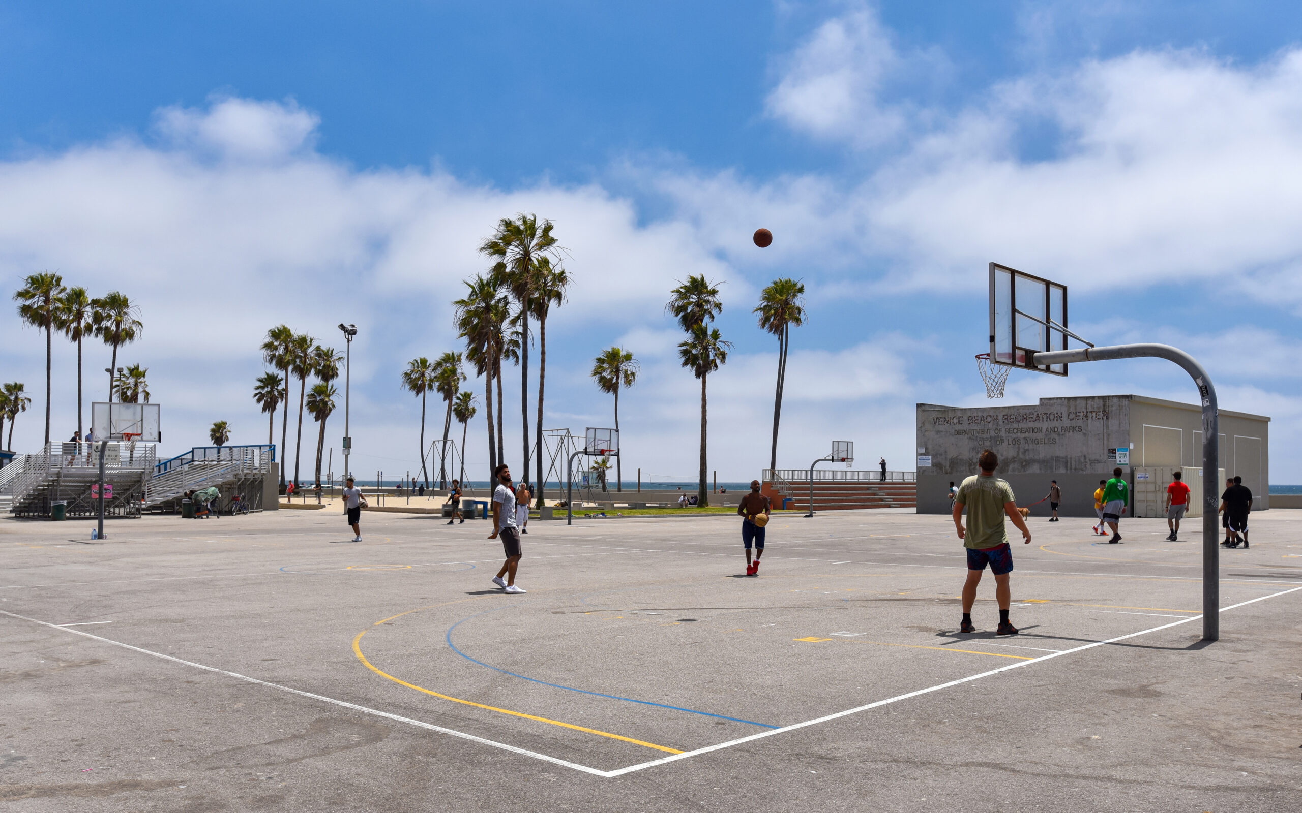 A basketball in the city of the Los Angeles