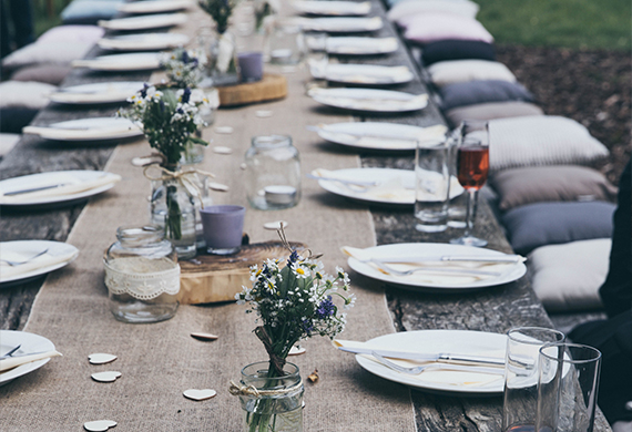 A beautifully decorated table with flowers