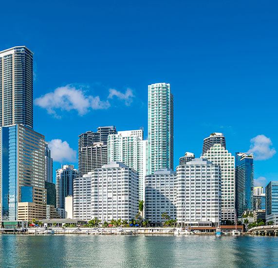 Miami city with tall beautiful skyscrapers