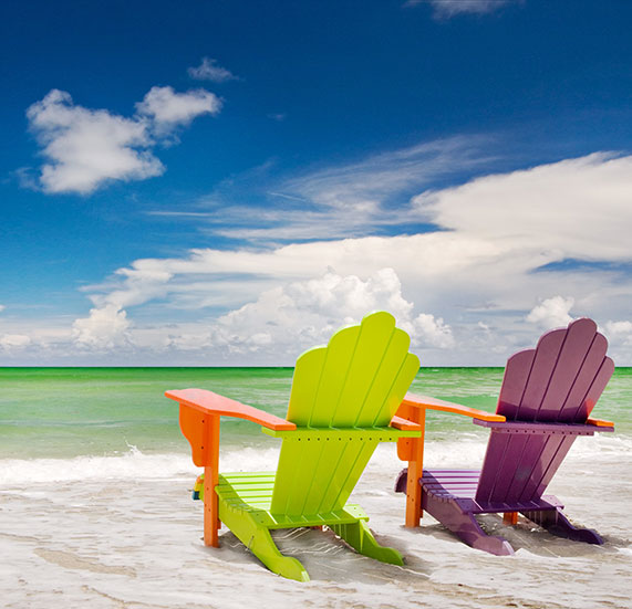 Two comfortable chairs on the seashore