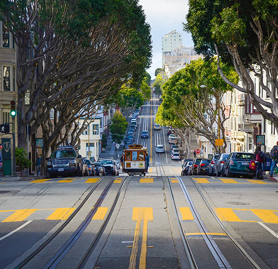 View of the road in San Francisco
