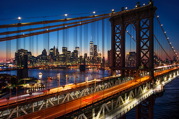 New York Bridge in the night lights
