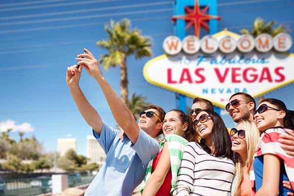 Group of people taking a selfie at Las Vegas